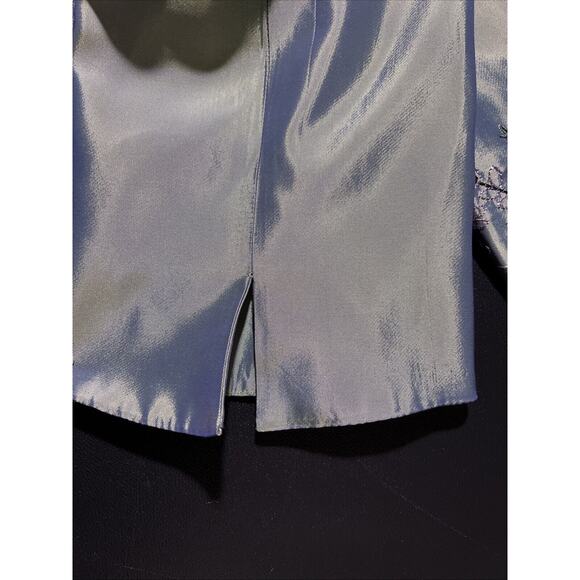 Anthea Crawford Jacket AU16 US12 Green Satin Shimmer Embroidered Floral Beaded - Picture 13 of 14